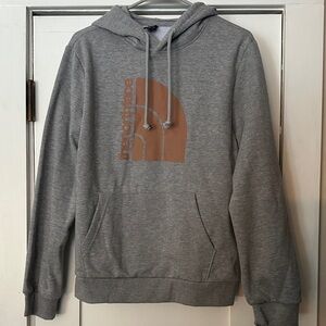 The North Face women’s Gray Hoodie with Brown Logo